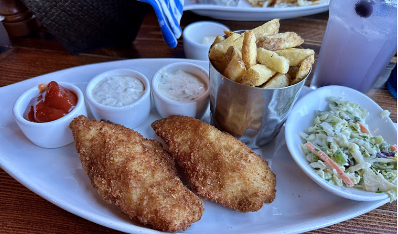 Duke's Seafood signature dishes Award Winning Clam ChowderOh My Cod! Fish & ChipsWild & Bleu Blackened Salmon Salad